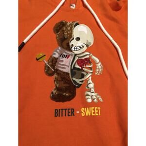Bitter-Sweet Bear Graphic Hoodies for MenSize Medium Color Orange Regular Fit